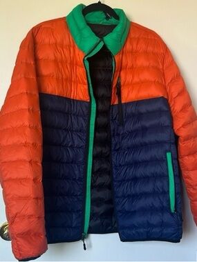 Club Room Orange, Navy & Green Colorblock Puffer Jacket